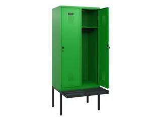 locker met bank,HxBxD 1950x800x815mm,2vak,vak B 400mm,draaigrendel - 1