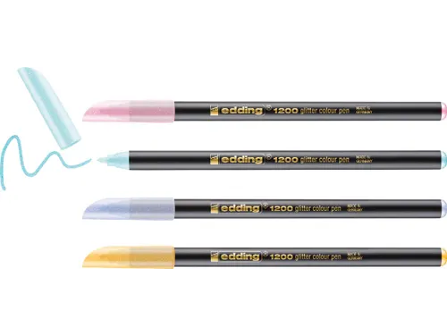 Glitter Viltstift E-1200 Assorti Pastel Set Van 4