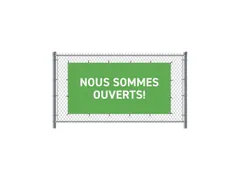 Hekwerkbanner 200x100 cm Groen met Franstalige Print Ouvert