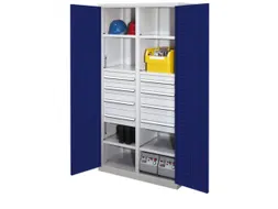 Materiaalkast Scheidingswand 1950x1000x600mm 6legborden 8laden Ral5010