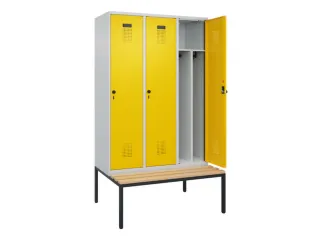 locker met bank,voor scheiding van kleding,HxBxD 2120x1200x815mm,3vak - 1