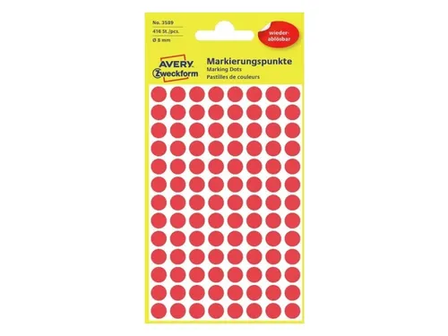 Etiket Zweckform 8mm rond blister 4 vel a 104 et. rood Non-permanent