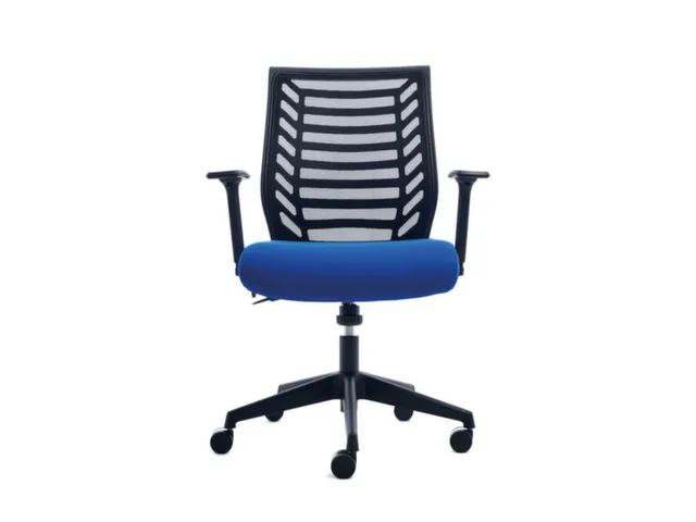 Bureaustoel,Synchroonmech.,M. Armleuningen,Zitting Schuimstof Blauw