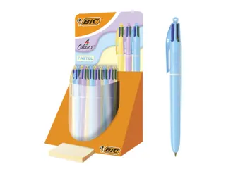 4-Kleuren balpen Bic pastel assorti display à 30 stuks - 1