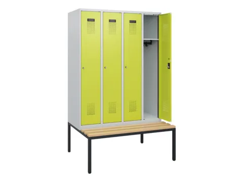 locker met bank,HxBxD 1950x1200x815mm,4vak,vak B 300mm,cilinderslot