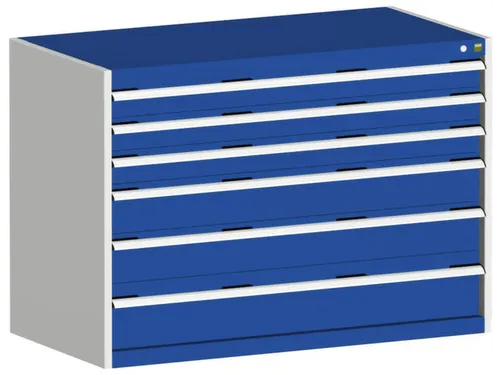 ladekast 900x1300x650mm 6laden zware lasten RAL7035 front RAL5010