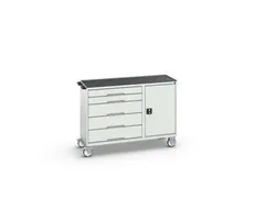 montagetafel,HxBxD 965x1300x550mm,staalblad,uitrusting: 5laden,kast