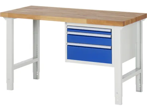 établi HxlxP 790-1140x1500x700mm plateau hêtre force 750kg 4 pieds