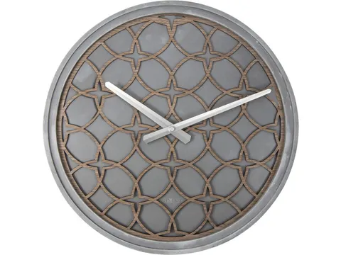 Wandklok Nextime Dia. 39.5cm Polyresin/hout Grijs