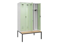 locker met bank,voor scheiding van kleding,HxBxD 2120x1200x815mm,4vak