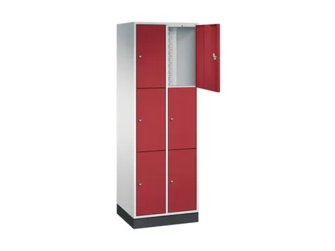 lockerkast,RAL 7035/RAL 3003,HxBxD 1950x620x500mm,2x3vakken,cil.-slot
