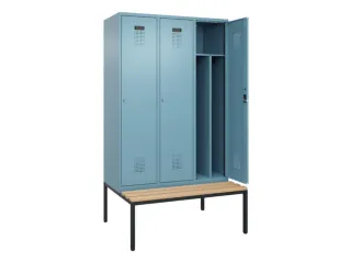 locker met bank,voor scheiding van kleding,HxBxD 2120x1200x815mm,3vak - 1