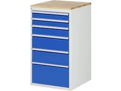 ladekast 1035x580x650mm 6laden cilinderslot RAL7035 RAL5010 beuken