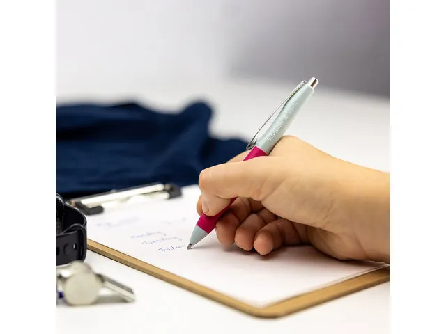 Balpen Schneider Haptify saliegrijs-magenta