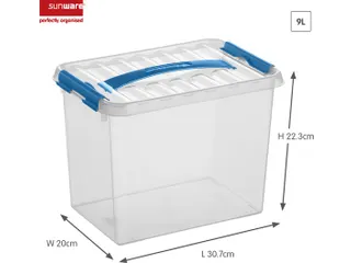 Q-line opbergbox 9L transparant blauw - 30x20x22,3cm - 1