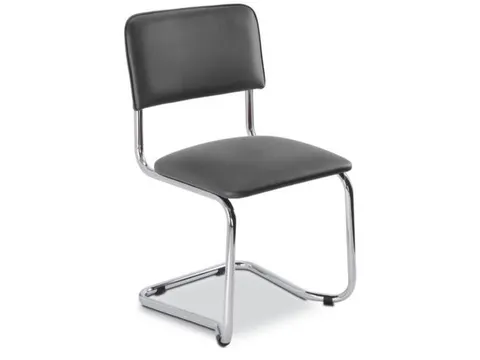 Bezoekersstoel,Vrijzwaaiend Ronde Buis Verchroomd