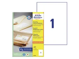 Etiket Avery Zweckform LR3478 210x297mm A4 recycled Wit 100 stuks