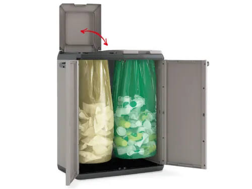 afvalverzamelstation,2x110l,HxBxD 850x680x390mm,romp PP grijs/zwart