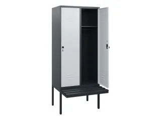 locker met bank,HxBxD 1950x800x815mm,2vak,vak B 400mm,draaigrendel - 2