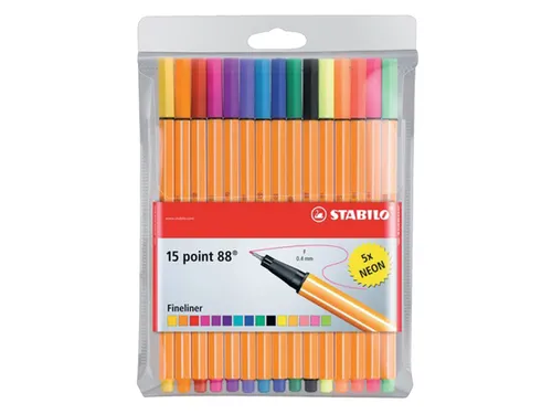 Fineliner Stabilo Point 88 0.4mm 15 Stuks Assorti Inclusief 5X Neon