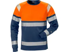 Fristads 7519 T-shirt voor P/COT, fluo oranje/marineblauw, maat XS, pe