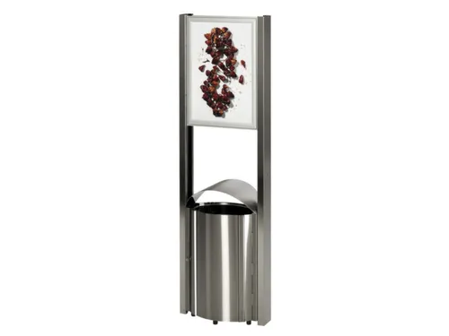 Afvalbak RVS 50 liter HxB 800x480mm binnenbak verzinkt met reclamevlak