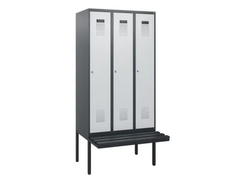 locker met bank,HxBxD 1950x900x815mm,3vak,vak B 300mm,cilinderslot