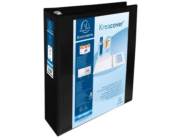 Ringmap Pp Personaliseerbaar Kreacover 4D-Ringen 60mm A4 Maxi Zwart