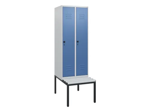 locker met bank,HxBxD 1950x600x815mm,2vak,vak B 300mm,draaigrendel
