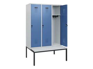 locker met bank,HxBxD 1950x1200x815mm,3vak,vak B 400mm,draaigrendel - 1