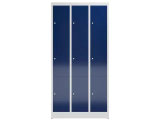 Lockerkast 1800x870x500mm 3x3 vakken cilinderslot, sokkel, RAL5010 - 2