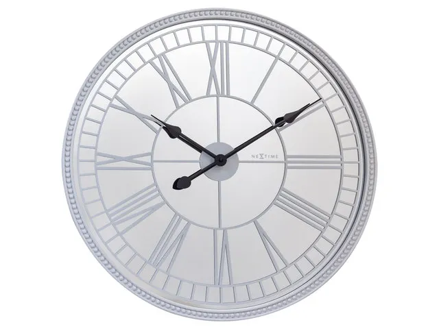 Spiegelklok - 56cm - Stille wandklok - Landelijk - Wit - NeXtime - "Cl