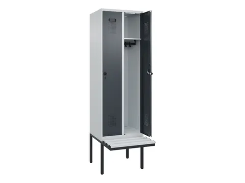 locker met bank,HxBxD 2120x600x815mm,2vak,vak B 300mm,draaigrendel