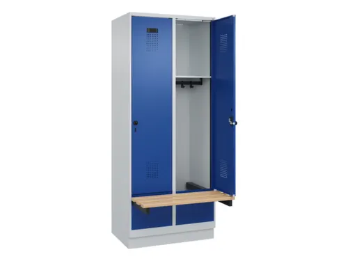 locker met bank,HxBxD 1950x800x815mm,2vak,vak B 400mm,draaigrendel