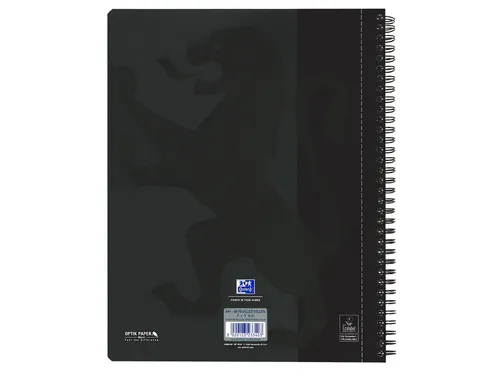 Collegeblok Oxford A4+ 4-gaats ruit 5mm 90vel zwart