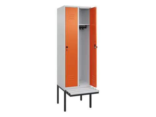 locker met bank,HxBxD 2120x600x815mm,2vak,vak B 300mm,draaigrendel