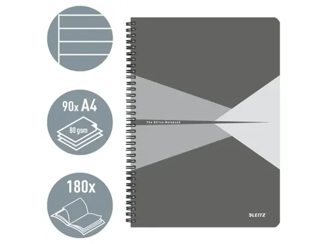 Cahier Leitz Office A4 ligné couverture PP gris/gris