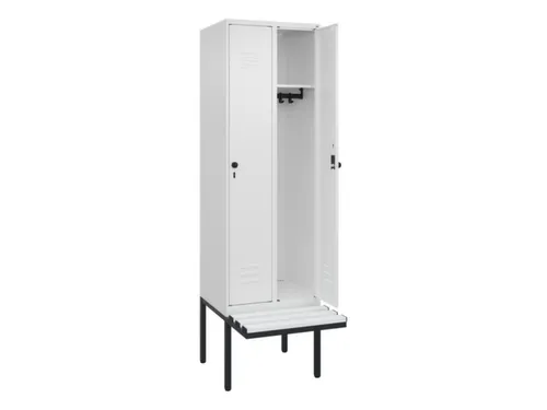 locker met bank,HxBxD 2120x600x815mm,2vak,vak B 300mm,draaigrendel