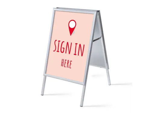 Stoepbord A1 complete set met print "Sign in here" Rood