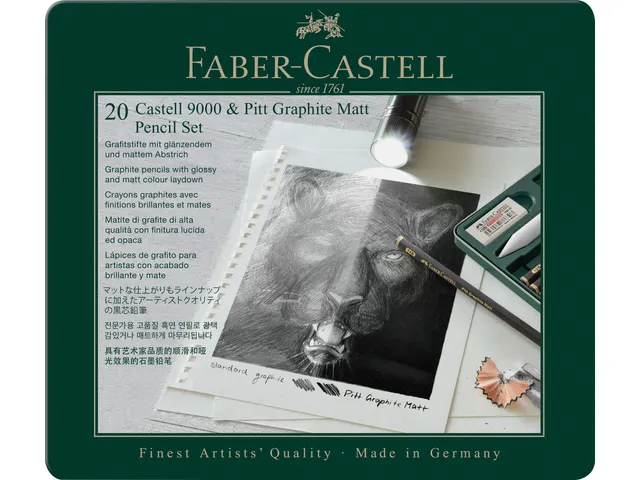 Crayon graphite Faber-Castell Pitt Mat 8pces. et 9000 8pces dans une b