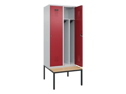 locker met bank,voor scheiding van kleding,HxBxD 2120x800x815mm,2vak