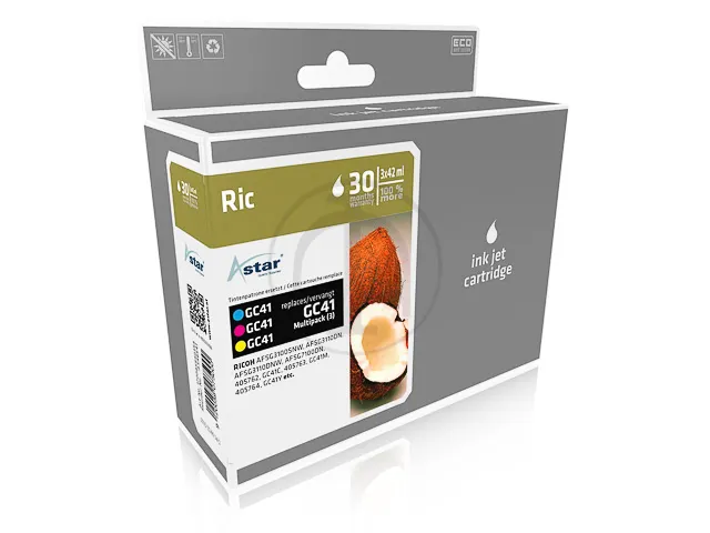 As46541 Astar Ricoh Gc41 Sg Inkt Cmy Xxl Rebuilt 3X3300Pagina's Chip