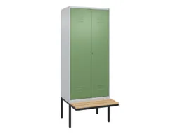 PBM-locker met bank,HxBxD 2120x800x815mm,2vak,vak B 400mm,cil.-slot