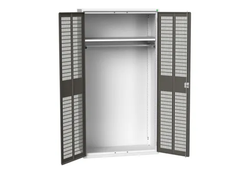 Lockerkast 2000x1050x550mm 1 vak, dubbele ventilatiedeur, RAL7016