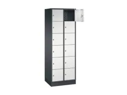 lockerkast,RAL 7021/RAL 7035,HxBxD 1950x620x500mm,2x6vakken,cil.-slot