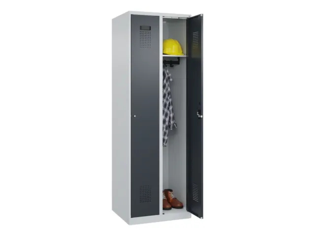 locker,HxBxD 1850x600x500mm,2vak,vak B 300mm,cil.-slot,staand op vloer