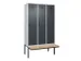 locker met bank,voor scheiding van kleding,HxBxD 2120x1200x815mm,3vak