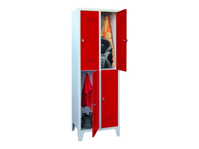 Armoire vestiaire à deux niveaux,RAL7035,face avant RAL3000