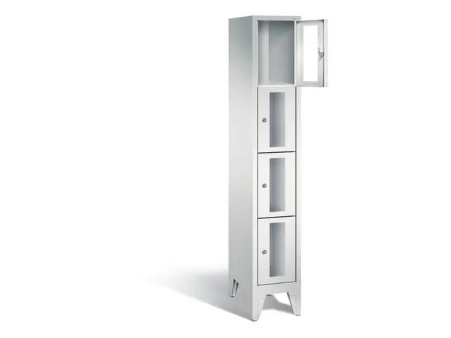 lockerkast 1850x320x500mm 1x4 vakken Cilinderslot Poten, RAL7035