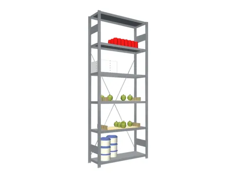 Rvs Inhaakstelling Basis 2500x1060x335mm 6legborden Vaklast 200kg